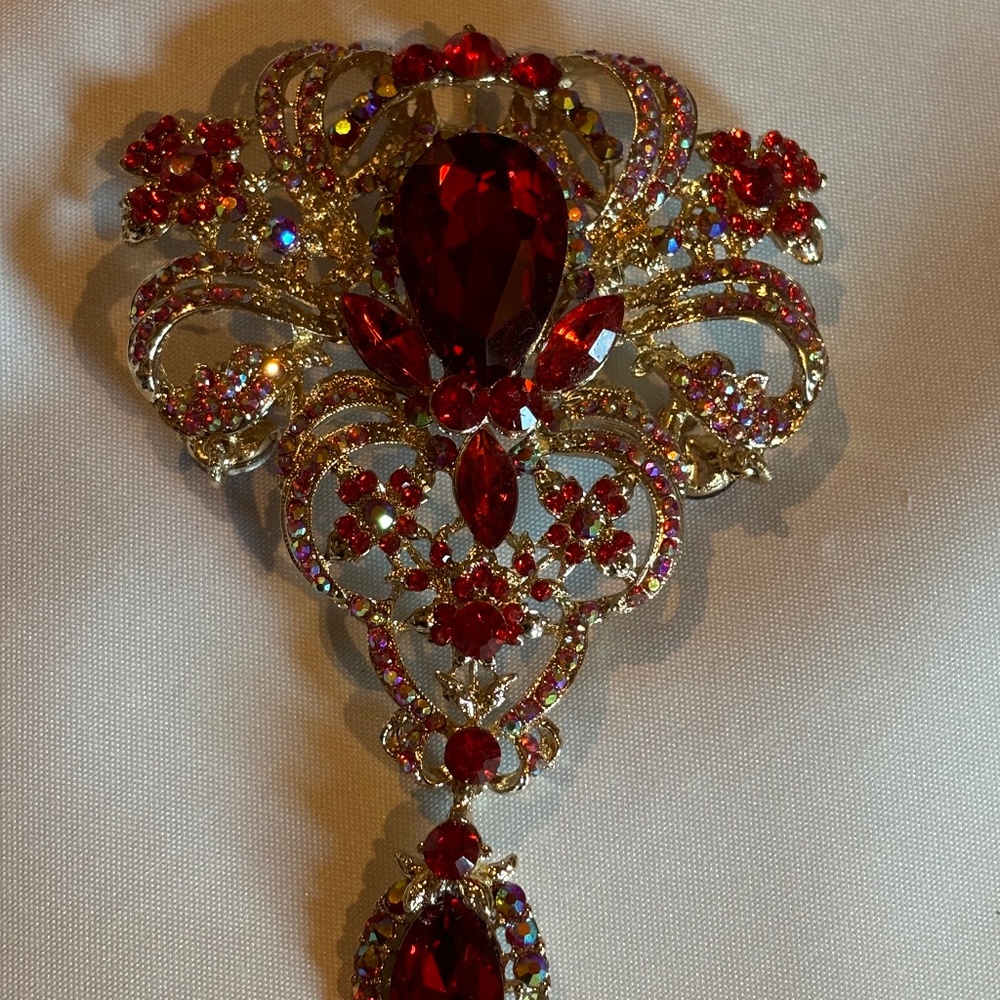 Red large brooch